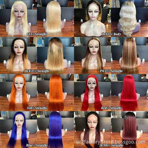 Factory wholesale cheap pink wig human hair, colored pink human hair lace wig, 13x4 lace frontal human pink hair wig